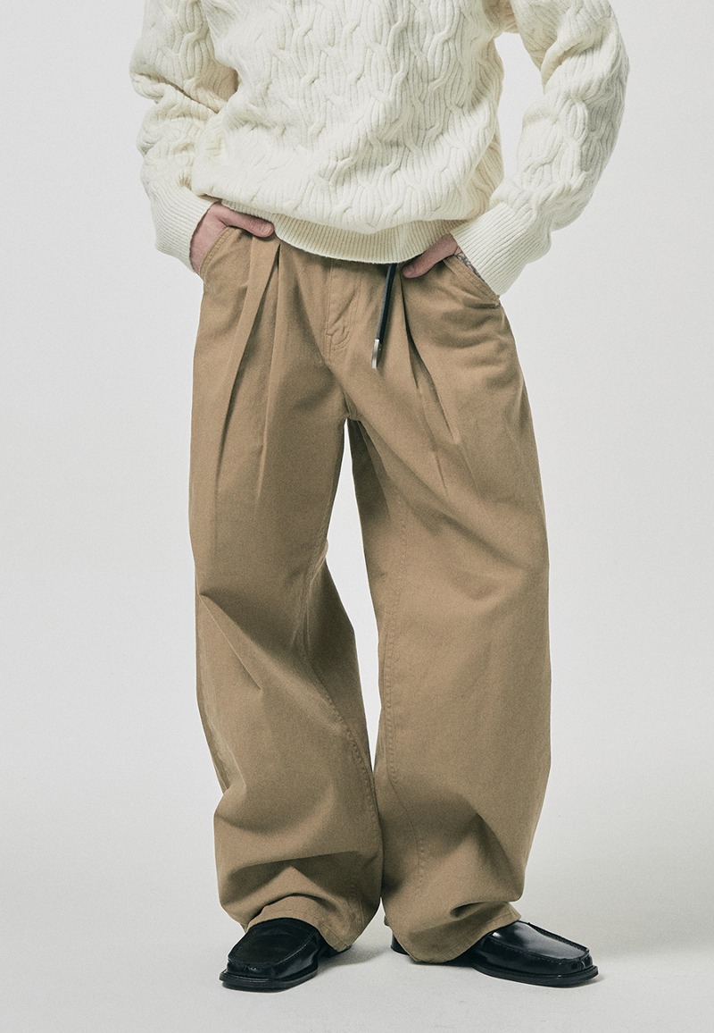 776 Cotton One Tuck Wide Pants_컬러추가(탄베이지)